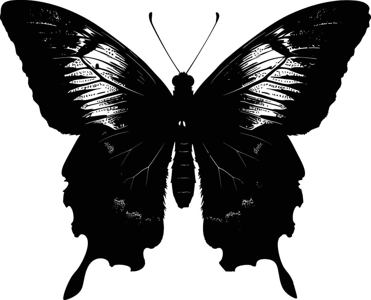 ai generado silueta mariposa lleno cuerpo negro color solamente vector