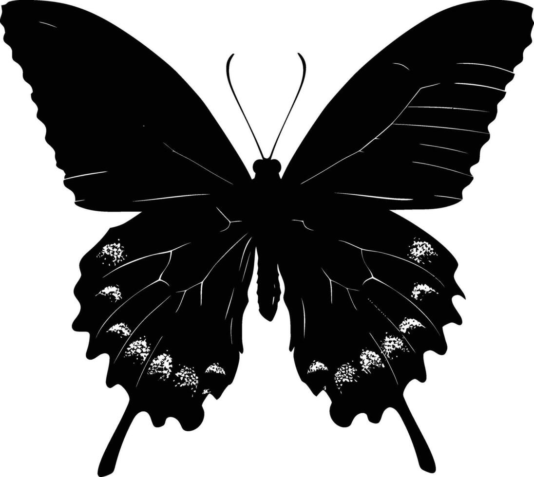 ai generado silueta mariposa lleno cuerpo negro color solamente vector