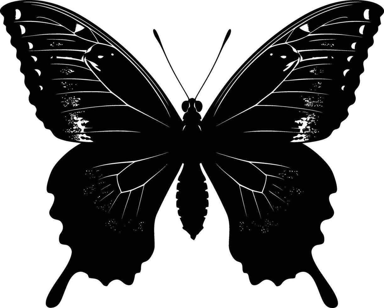 AI generated Silhouette butterfly full body black color only vector