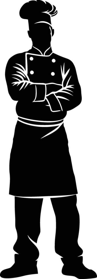 AI generated Silhouette chef black color only full body vector