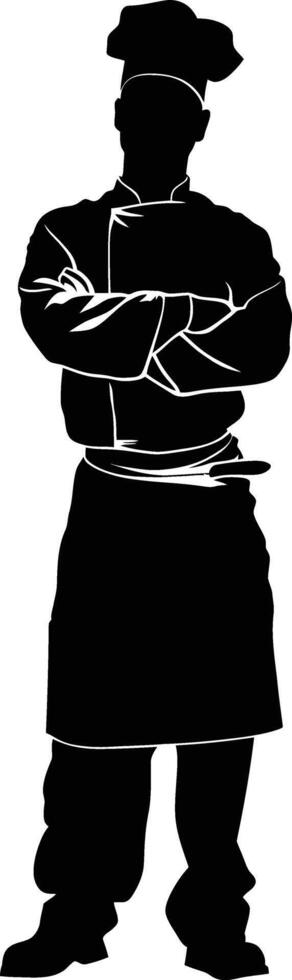 AI generated Silhouette chef black color only full body vector