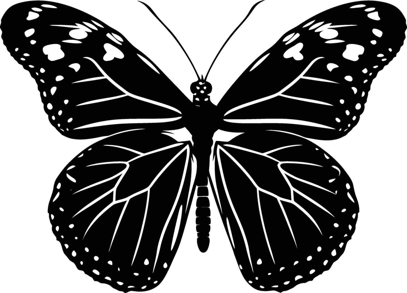 ai generado silueta mariposa lleno cuerpo negro color solamente vector