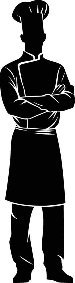 AI generated Silhouette chef black color only full body vector