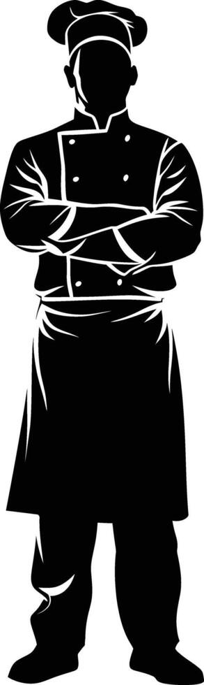 AI generated Silhouette chef black color only full body vector