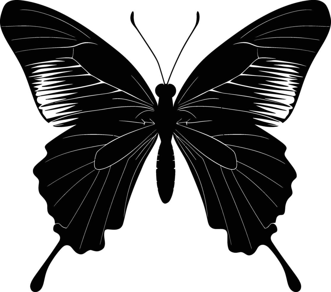 AI generated Silhouette butterfly full body black color only vector