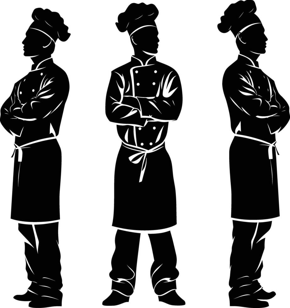 AI generated Silhouette chef black color only full body vector