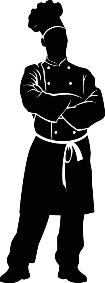 AI generated Silhouette chef black color only full body vector