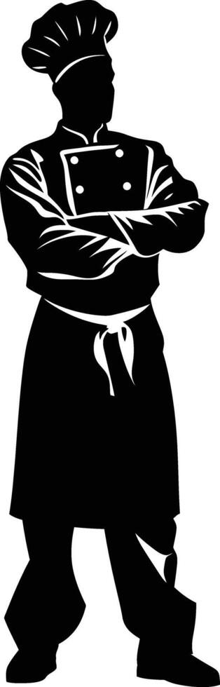 AI generated Silhouette chef black color only full body vector