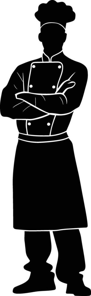 AI generated Silhouette chef black color only full body vector