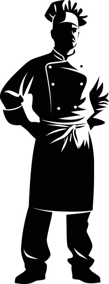 AI generated Silhouette chef black color only full body vector