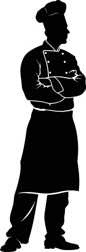 AI generated Silhouette chef black color only full body vector