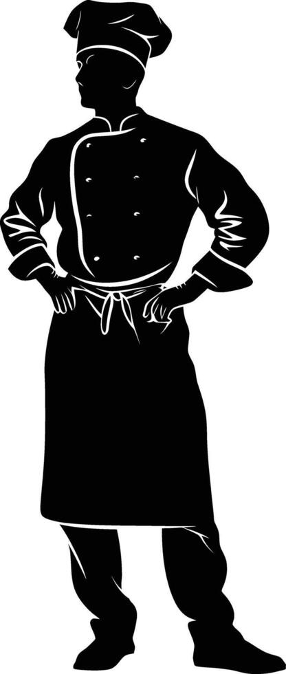 AI generated Silhouette chef black color only full body vector