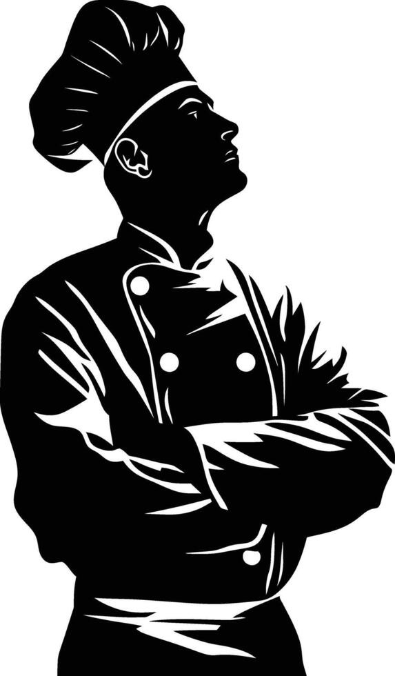 AI generated Silhouette chef black color only full body vector