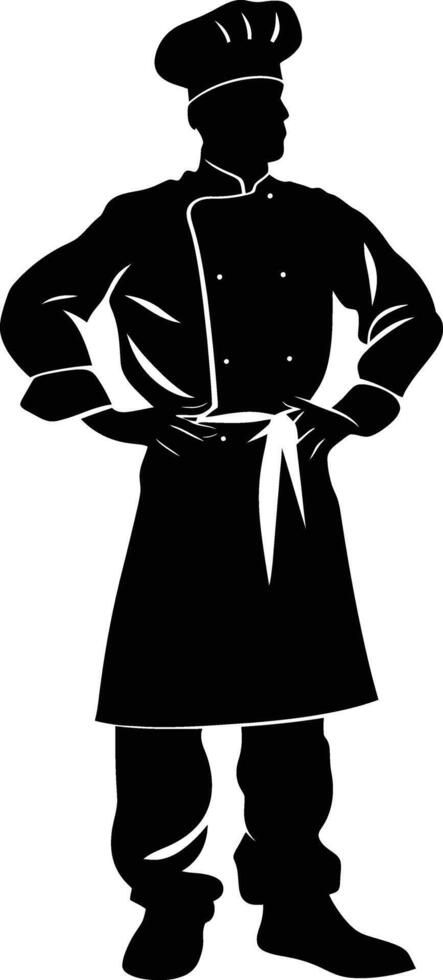 AI generated Silhouette chef black color only full body vector