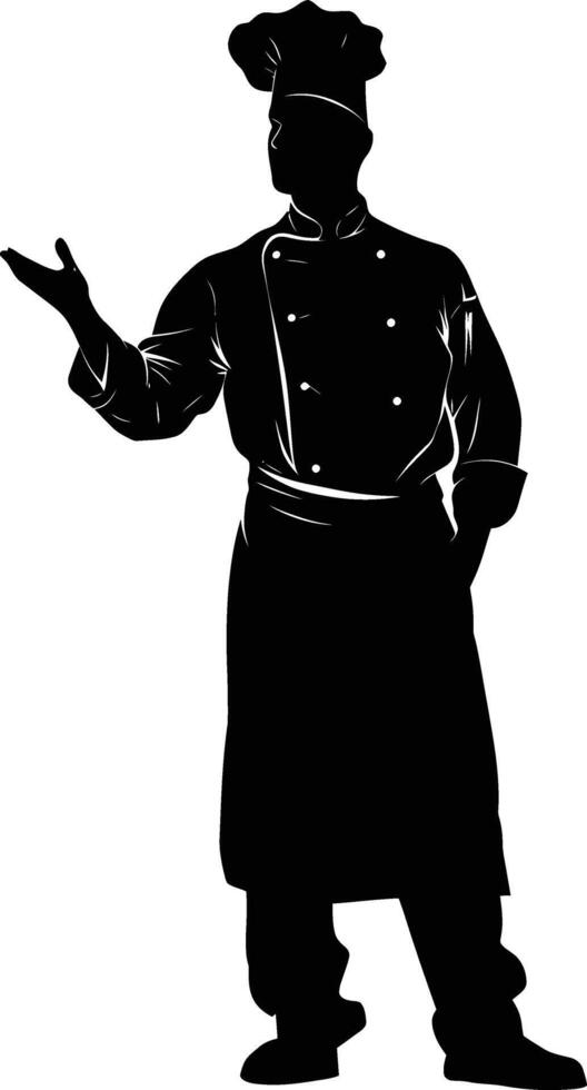 AI generated Silhouette chef black color only full body vector