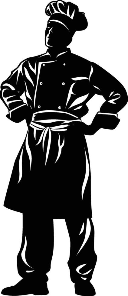 AI generated Silhouette chef black color only full body vector