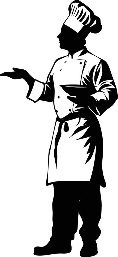 AI generated Silhouette chef black color only full body vector