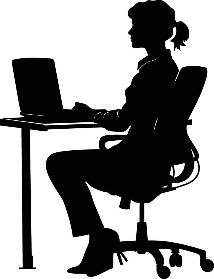 AI generated Silhouette busy customer service or call center officer black color only vector