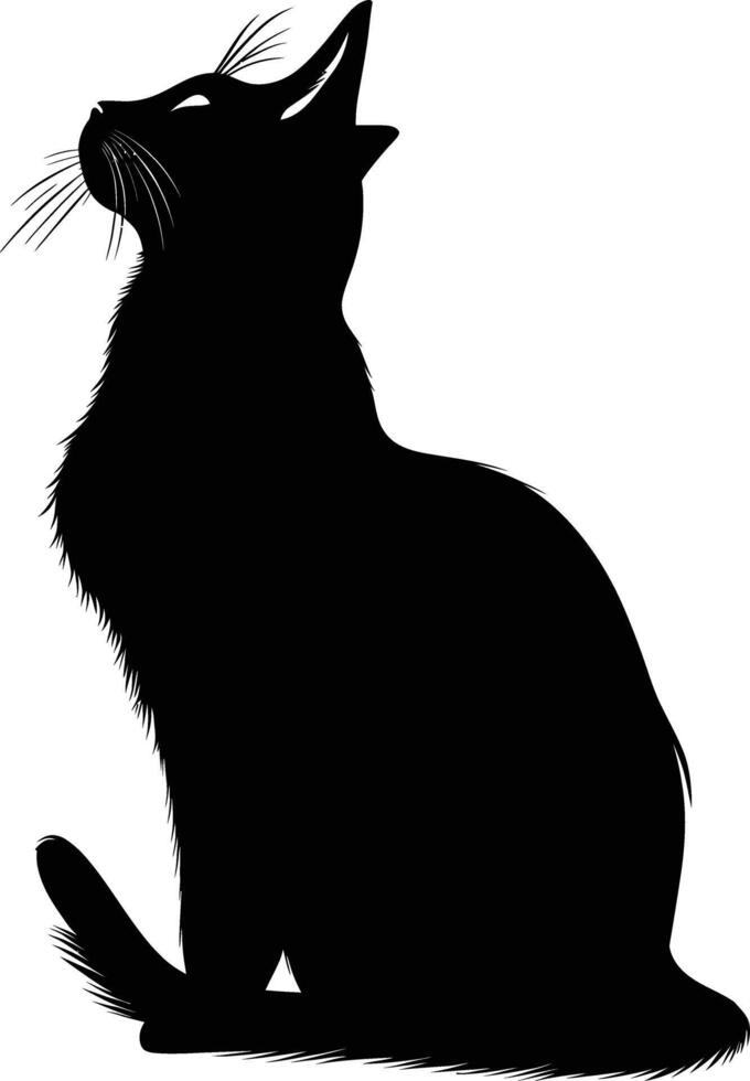 AI generated Silhouette cute cat full body black color only vector