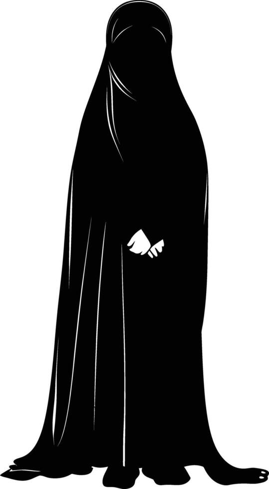AI generated Silhouette cute little girl wearing hijab black color only vector