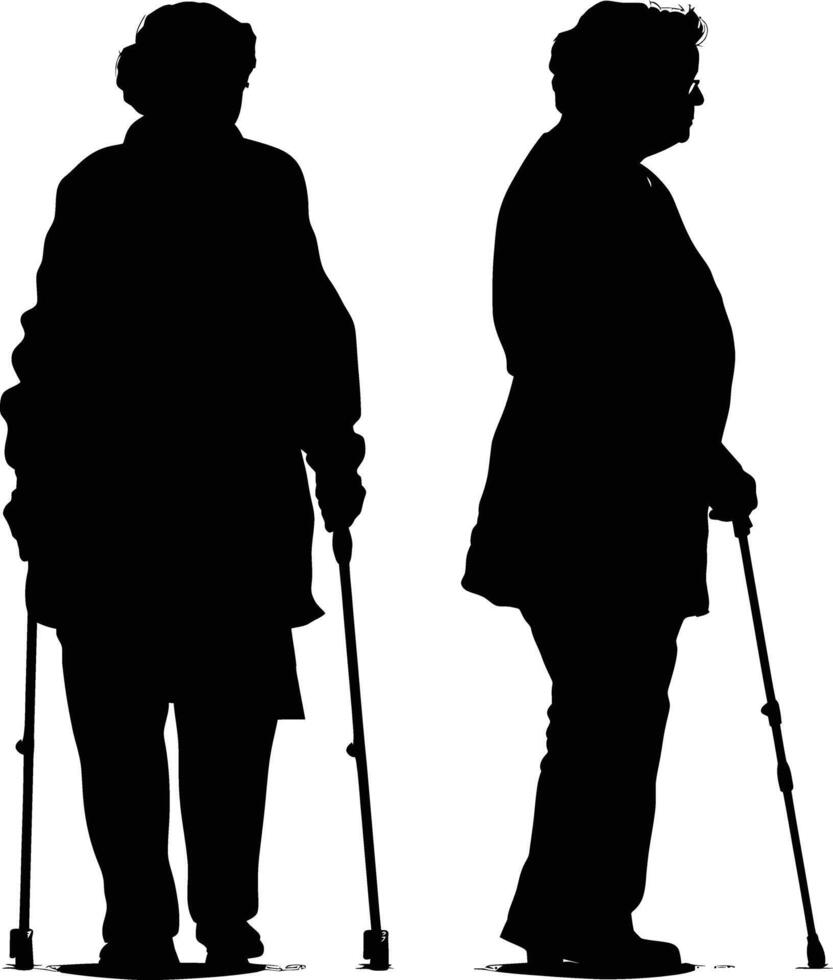 AI generated Silhouette the elderly women black color only full vector