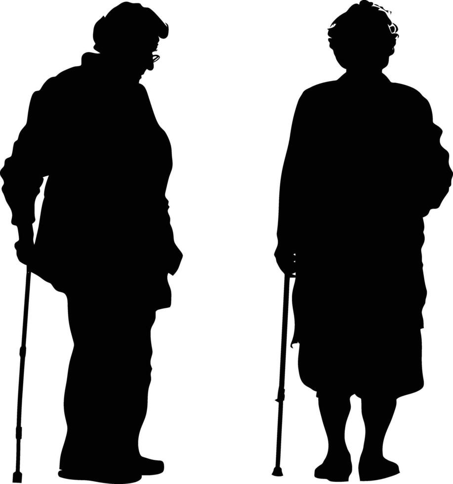 AI generated Silhouette the elderly women black color only full vector