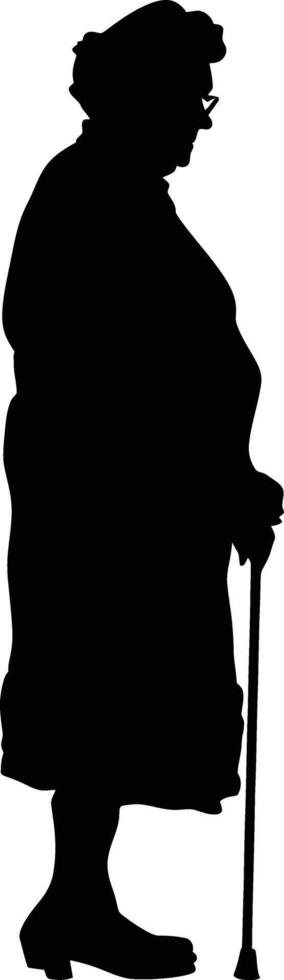 AI generated Silhouette the elderly single women black color only vector