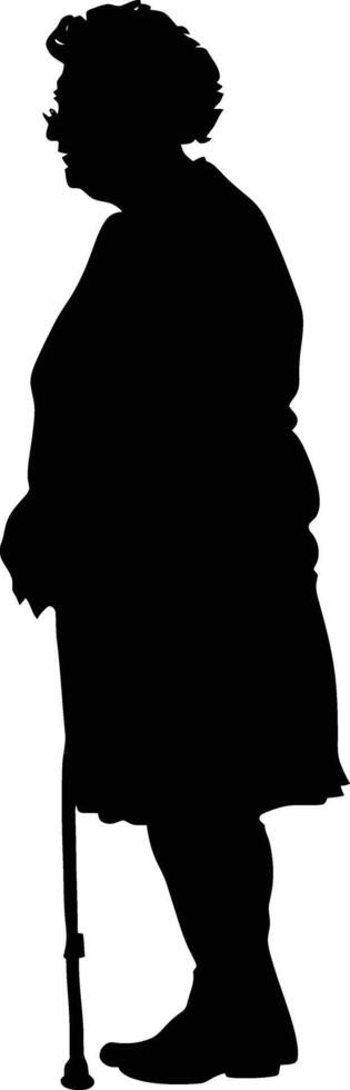 AI generated Silhouette the elderly single women black color only vector