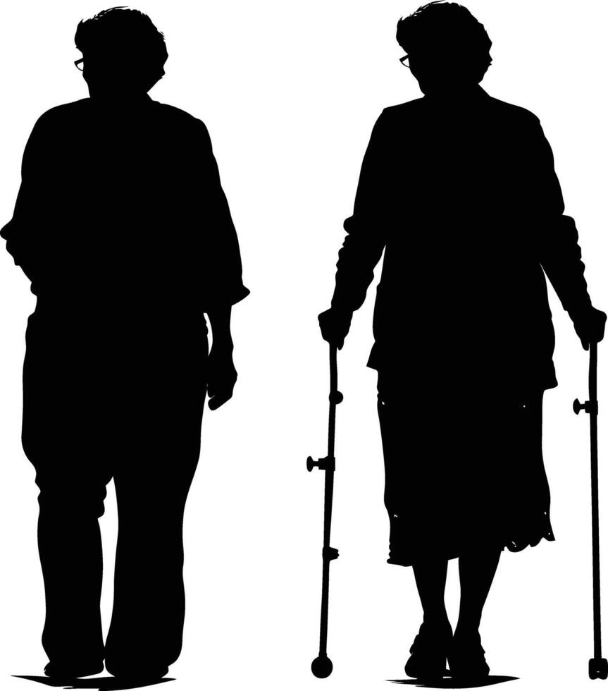 AI generated Silhouette the elderly single women black color only vector