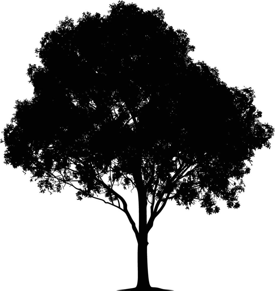 ai generado silueta árbol naturaleza negro color solamente vector