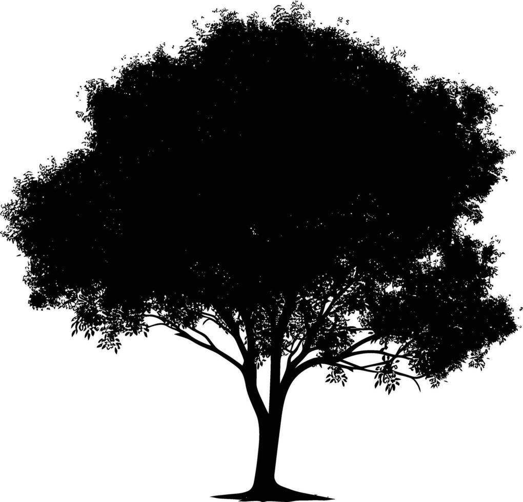 ai generado silueta árbol naturaleza negro color solamente vector