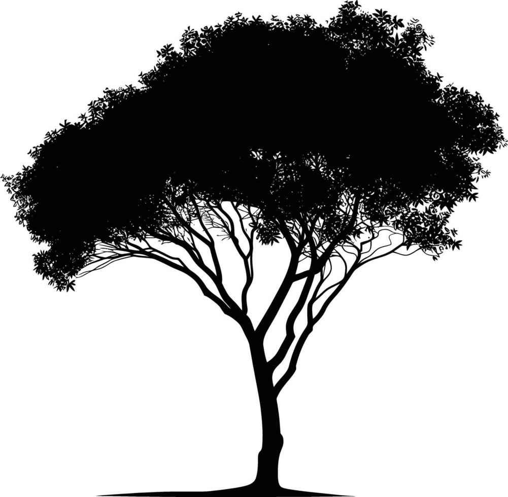 ai generado silueta árbol naturaleza negro color solamente vector