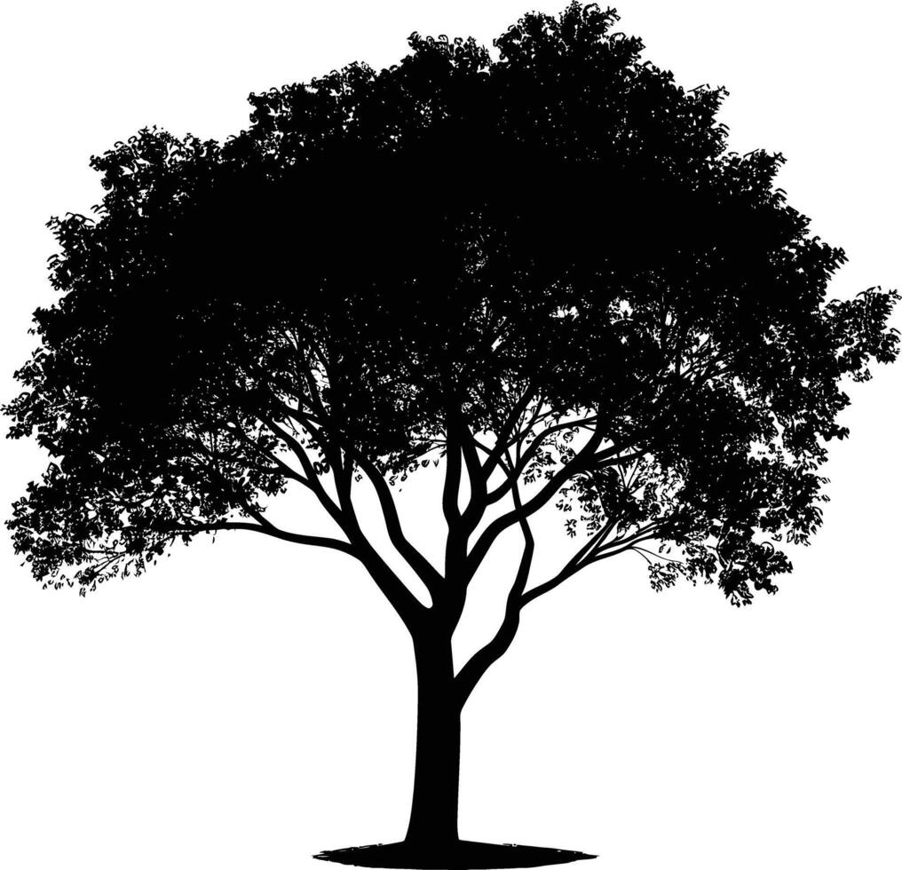 ai generado silueta árbol naturaleza negro color solamente vector