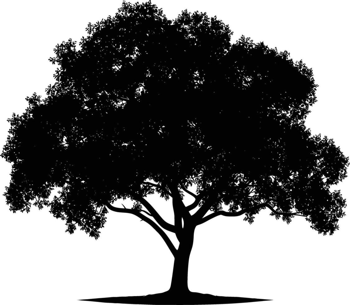 ai generado silueta árbol naturaleza negro color solamente vector