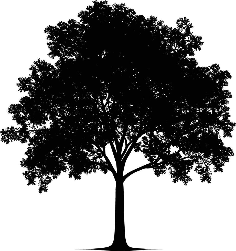 ai generado silueta árbol naturaleza negro color solamente vector