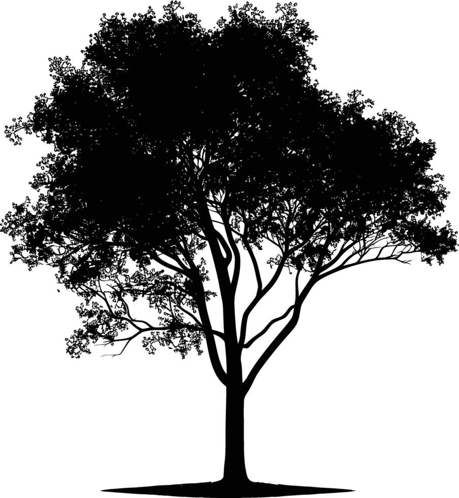 ai generado silueta árbol naturaleza negro color solamente vector