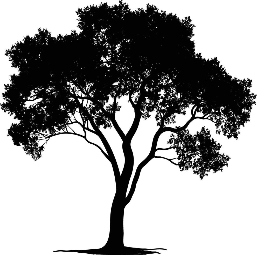 AI generated Silhouette tree nature black color only vector