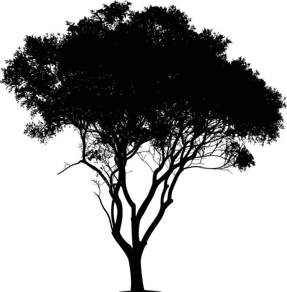 AI generated Silhouette tree nature black color only vector