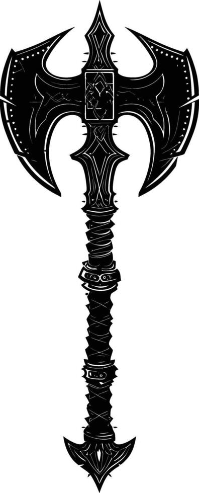 AI generated Silhouette viking ax or axe or warhammer weapon in mmorpg game black color only vector