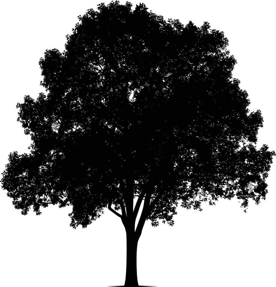 ai generado silueta árbol naturaleza negro color solamente vector