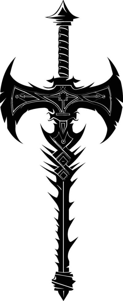 AI generated Silhouette viking ax or axe or warhammer weapon in mmorpg game black color only vector