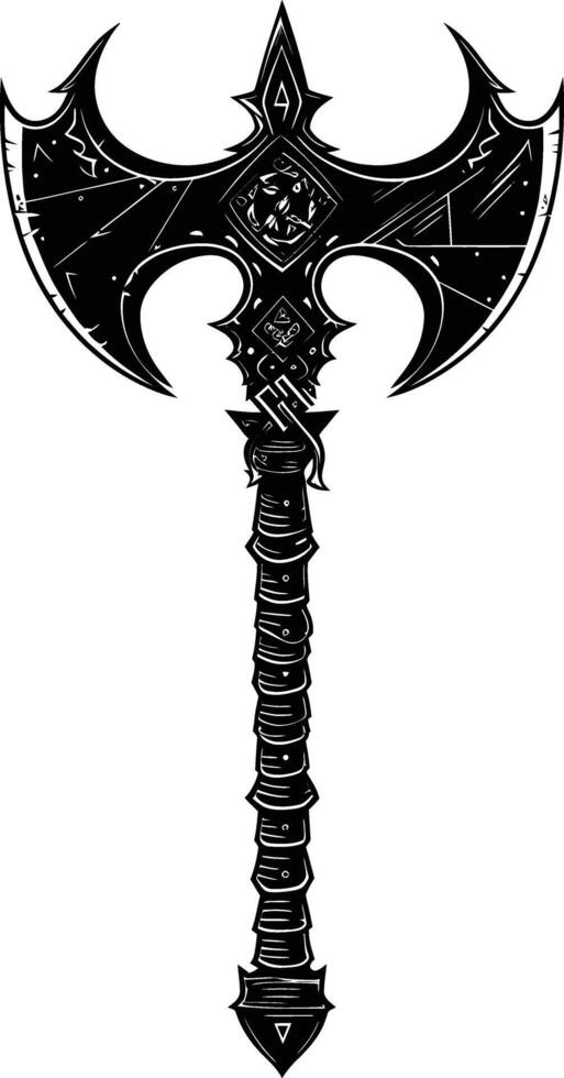 AI generated Silhouette viking ax or axe or warhammer weapon in mmorpg game black color only vector