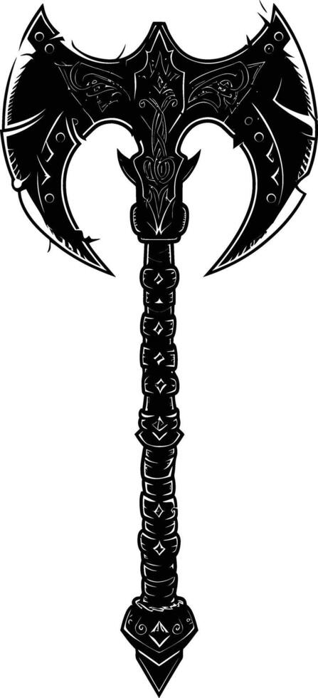 AI generated Silhouette viking ax or axe or warhammer weapon in mmorpg game black color only vector