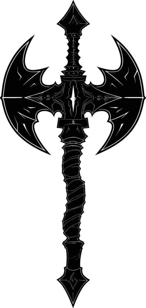 AI generated Silhouette viking ax or axe or warhammer weapon in mmorpg game black color only vector