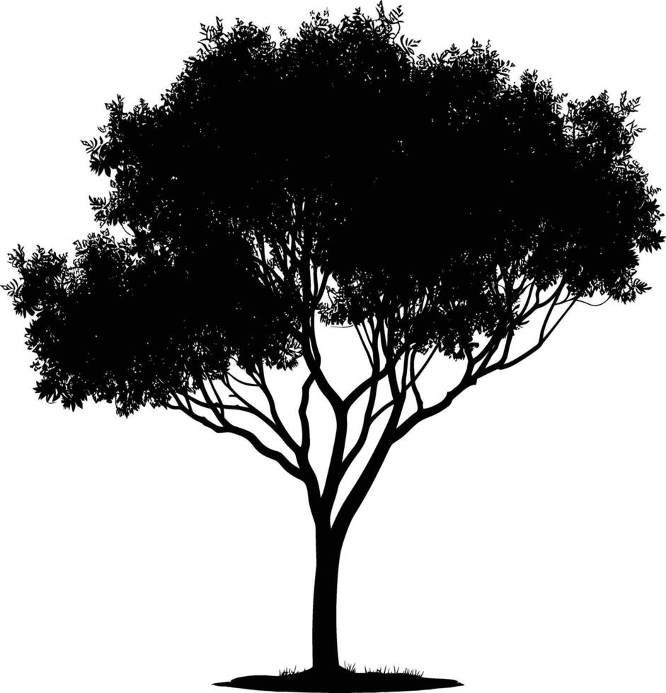 ai generado silueta árbol naturaleza negro color solamente vector