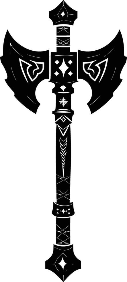 AI generated Silhouette viking ax or axe or warhammer weapon in mmorpg game black color only vector