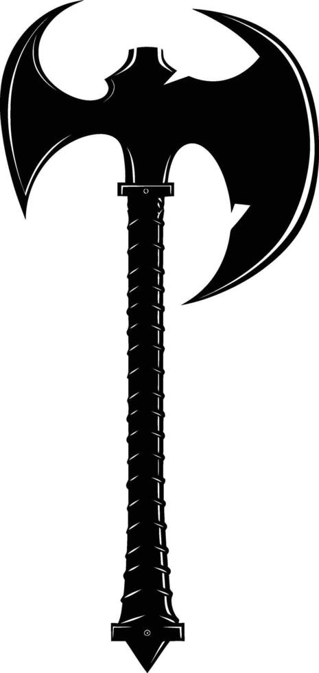 AI generated Silhouette viking ax or axe in mmorpg game black color only vector