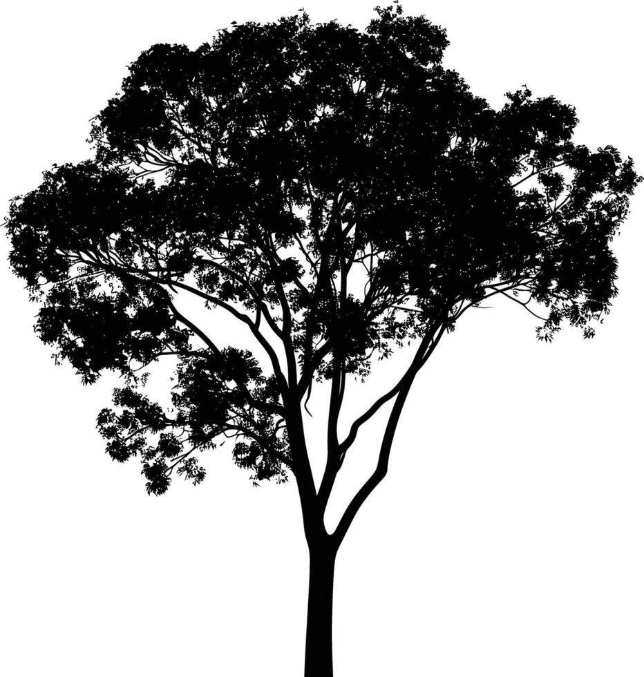 ai generado silueta árbol naturaleza negro color solamente vector