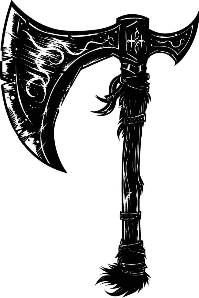 AI generated Silhouette viking ax or axe in mmorpg game black color only vector