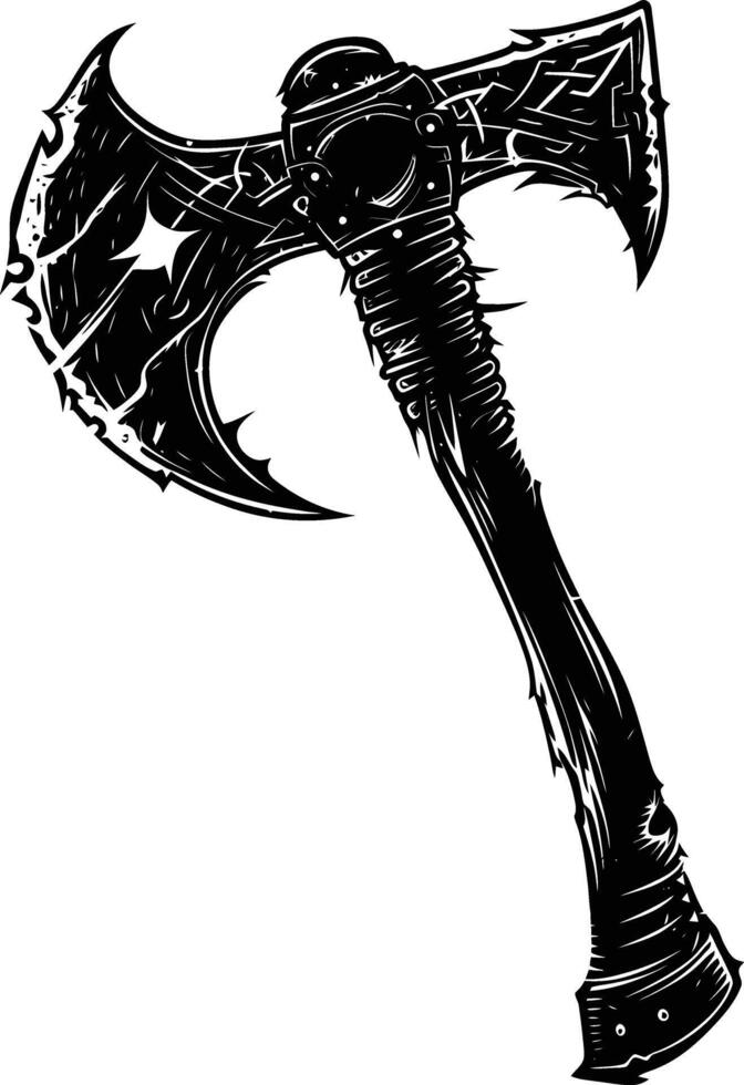 AI generated Silhouette viking ax or axe in mmorpg game black color only vector